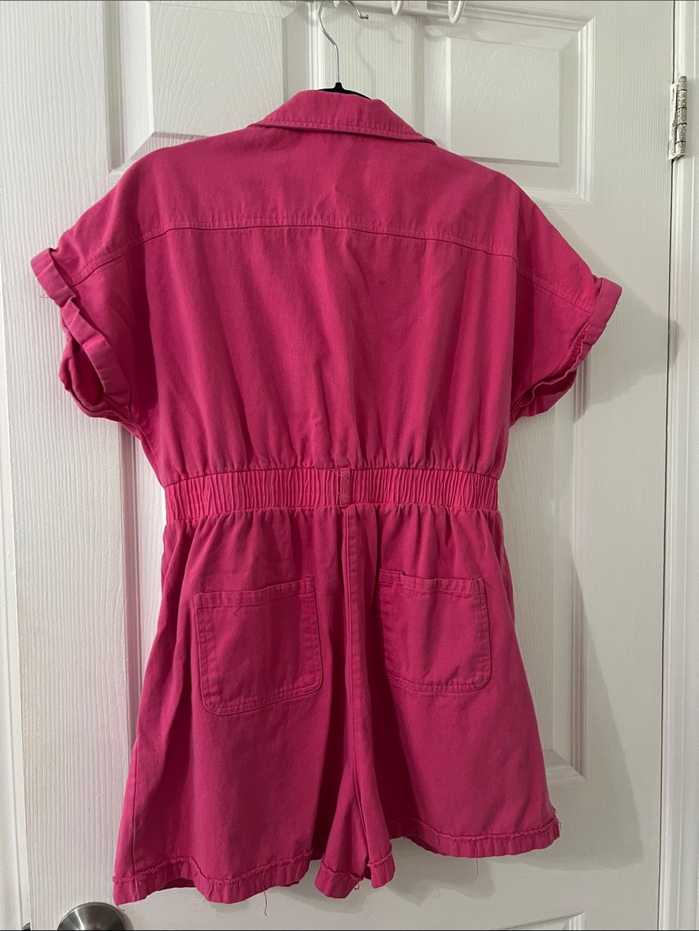 Hot Pink Button-Front Romper - Picture 5 of 7